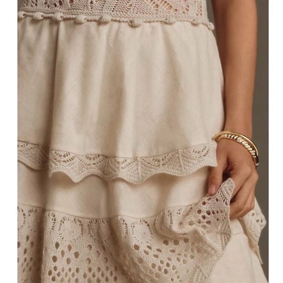 Anthropologie Tiered Ruffle Cream Lace Maxi Dress - Cecilia Prado - Picture 3 of 4